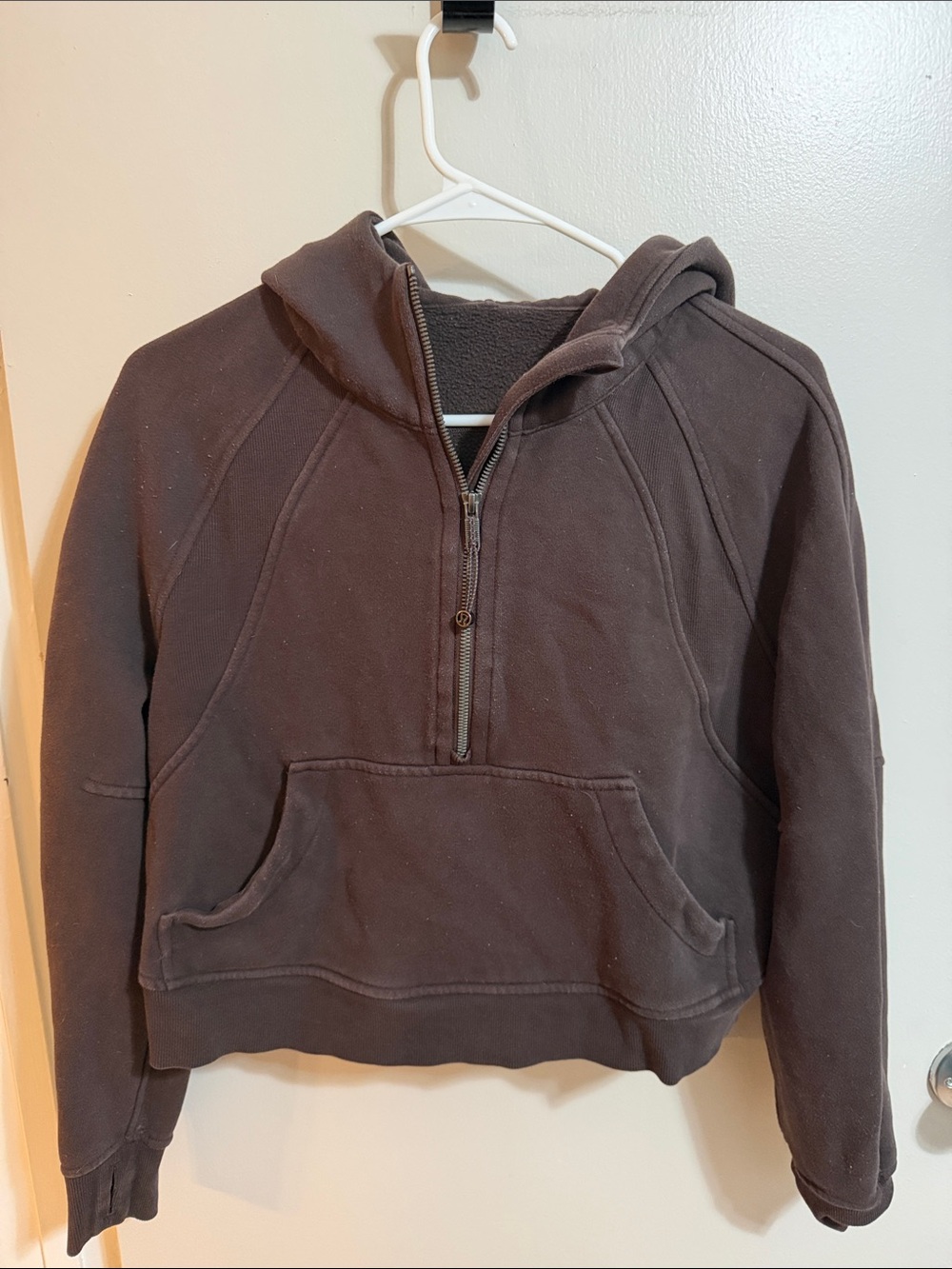 Men's Dark Brown Half-Zip Hoodie Sweater